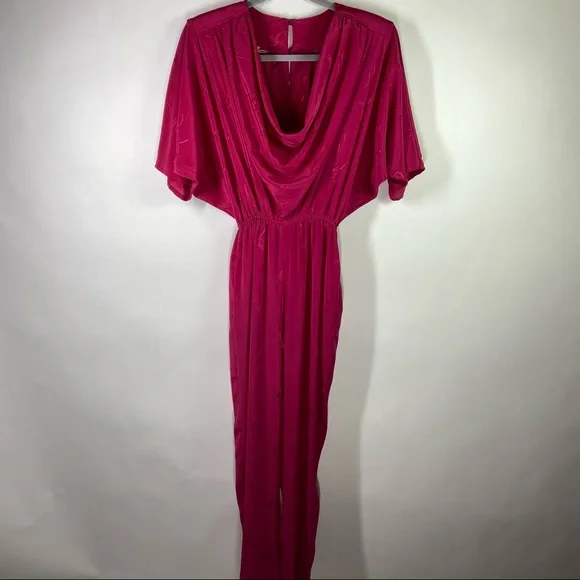 Vintage 70’s Young Edwardians Size 3/4 Small? Pink Floral Romper Jumpsuit Disco - Picture 2 of 12